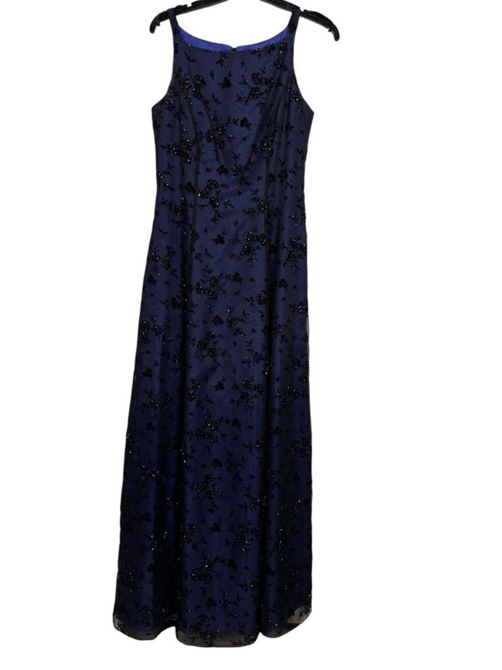 VTG Betsy & Adam Gown 8 Iridescent Jaslene Blue Black Beaded Goth Fairy Prom 90s